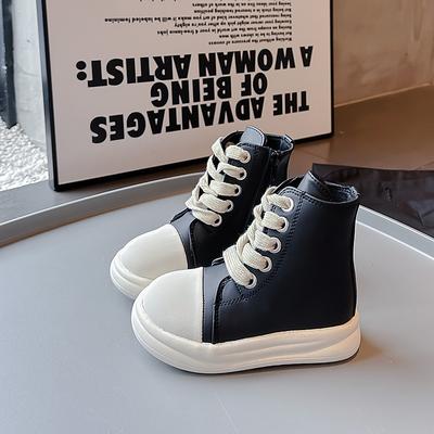 Детские сапоги осень и зима новые корейские версии короткие сапоги для мальчиков и девочек модные кожаные сапоги для девочек до середины голени модные трендовые