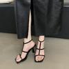 French Elegant Light Luxury High Heels Women's 2025 Summer New Versatile Square Head Word with Stiletto Open-toed Sandals Women