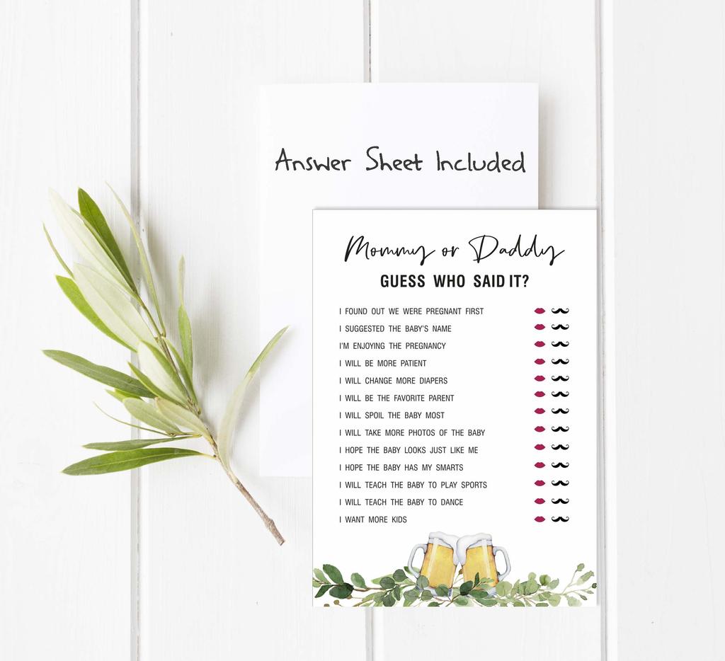 Inkdotpot Кто сказал это Игра Мама или Папа 50 Листов Веселая Игра Baby Shower Приветствия Гендерно-нейтральная Вечеринка Поставка