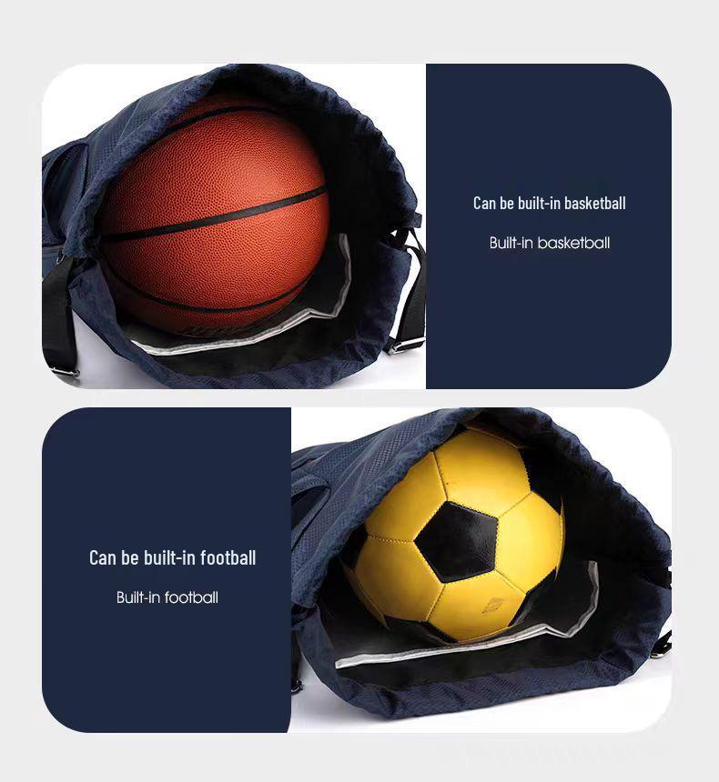 Sports Drawstring Bag with Wet and Dry Compartments for Basketball, Football, Swimming - Unisex Lightweight Backpack