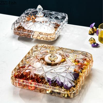 Коробка для конфет в европейском стиле с крышкой для дома, гостиной, прозрачная пластиковая коробка для сухофруктов, закусок, орехов, конфет, органайзер