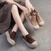 Retro haqiqiy charm tekis platformali poyabzallar qulay va ko'p qirrali qatnov ayollar slip-on poyabzallari
