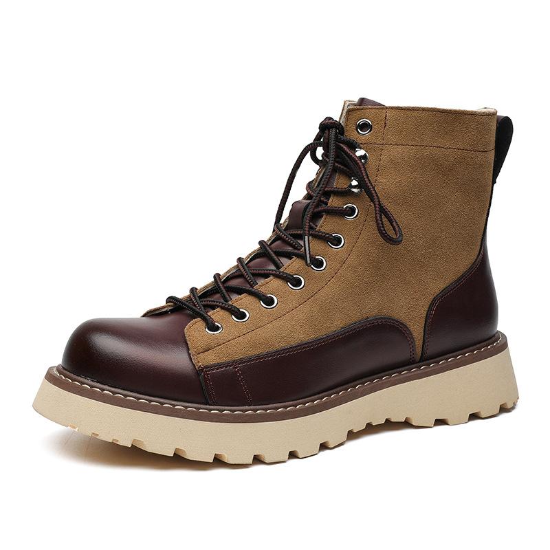 Мужская мода в британском стиле оригинальные кожаные ботинки коричневые туфли на платформе ковбойские рабочие ботинки для улицы пустынные до щиколотки мужские ботинки