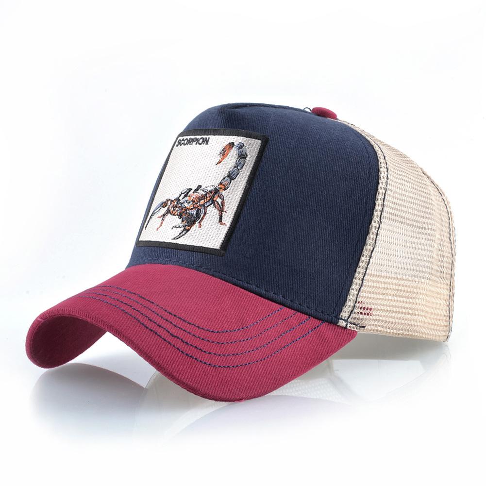 Кепка Тракер Четыре Сезона Мужская Женская Snapback Хип-Хоп Бейсболка С вышивкой скорпион нашивка Регулируемый козырек