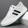 Spring New Shoes for Men Genuine Leather Casual Shoes White Breathable Flat Skateboard Shoes Street Cool Striped Sneaker