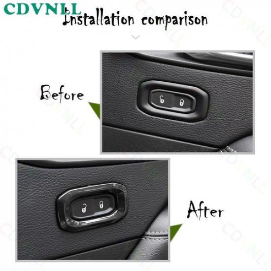 Interior Door Handle Lock Switch Trim For Jeep Wrangler JL JT 2018+ Bright Black