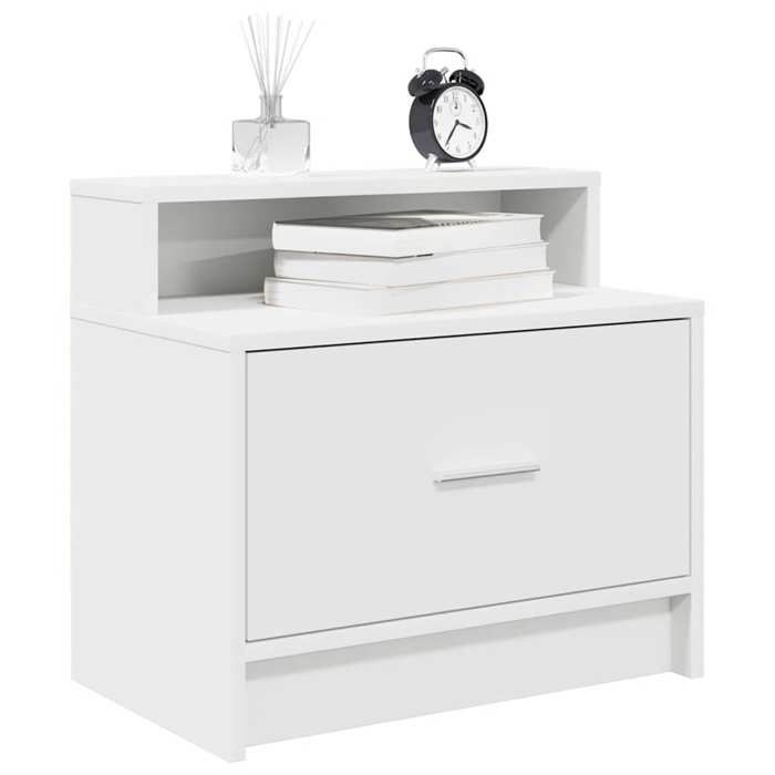 VidaXL Bedside Table with Drawer 2 Pcs White 51x31x47 Cm, Side Table, Bedside Cabinet, Side Table for the 858669