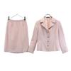 Made In Japan Wool Blend Herringbone Skirt Suit Setup 9 Pink Women Used