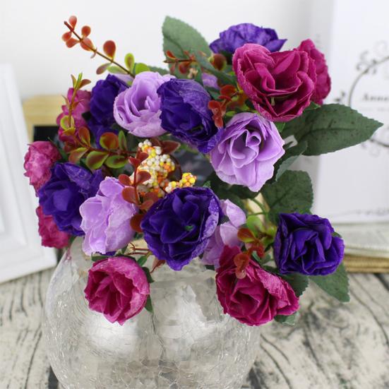 1 букет 21 голова искусственная роза шелковый цветок лист домашний декор свадебный декор