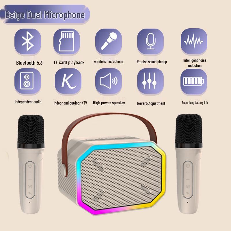 Мини-динамик P3 Bluetooth с беспроводным микрофоном для домашнего караоке