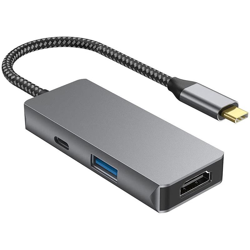 Многопортовый USB-C концентратор с HDMI: 3-в-1 док-станция для ноутбука с HD-зеркалированием экрана