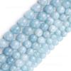 Light Smog Jades Blue Chalcedony Natural Stone 15" Smooth Loose Spacer Beads 4/6/8/10/12mm for Jewelry Making DIY Bracelets Charms Accessories