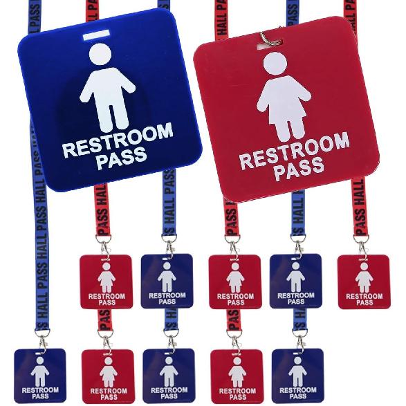 GIFTEXPRESS 12 Piece Hall Pass Lanyards and School Passes Boys and Girl Bathroom Passes