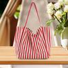 Women Striped Single Shoulder Bag Large Capacity Canvas Tote Bag Ladies Girls Casual Hobo Handbag Purse