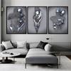 Metal Robot Abstract Art Sculpture Oil Painting Poster Exquisite Light Luxury Erotic Wall Decoration Painting Version