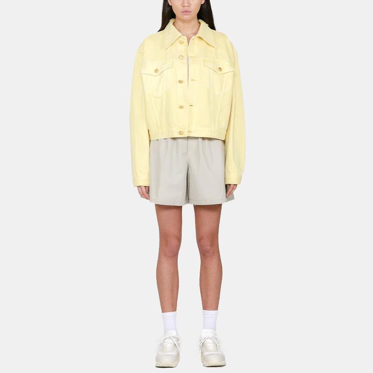 We11done Ss21 Long Sleeve Cotton Short Denim Jacket Unisex Jacket Yellow WD-DJ0-21-321-U-YE
