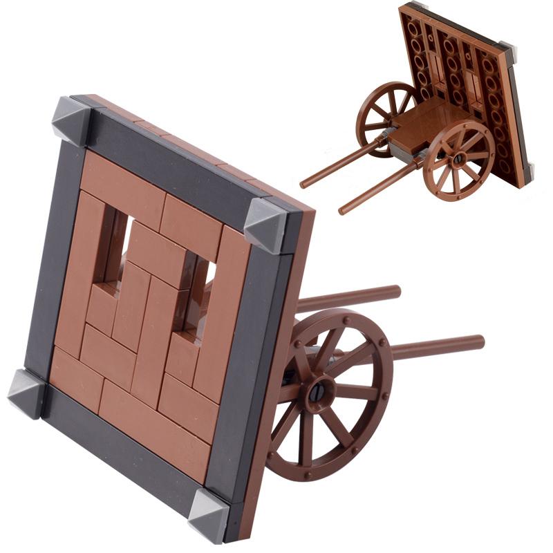 MOC Средневековые военные строительные блоки солдаты фигурки аксессуары костер палатка транспорт повозка боевой конь оружие кирпичи игрушка