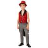Kids Sequins Medieval Vest Victorian Tailcoat Lapel V Neck Front Zip Vest Solid Sequins Fedora Hat Circus Outfit