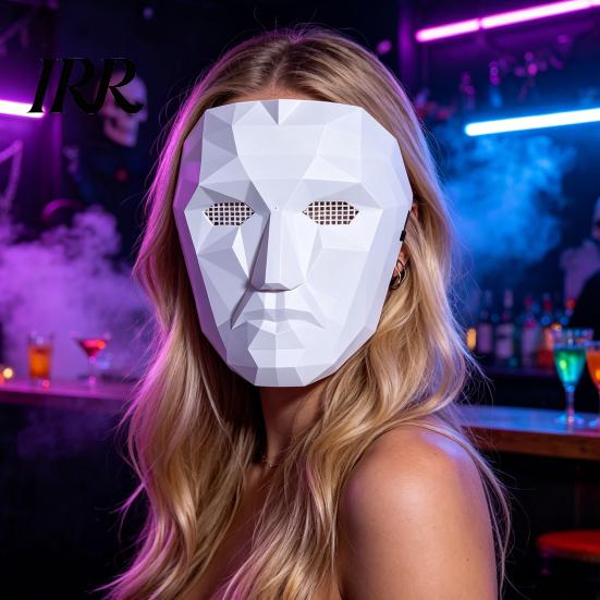 Adjustable Mask Halloween Geometric Mask, Polygonal Cool Party with Mesh Eyes, Unique Costume Black White Cosplay for Masquerade, Accessory Sharp Edge