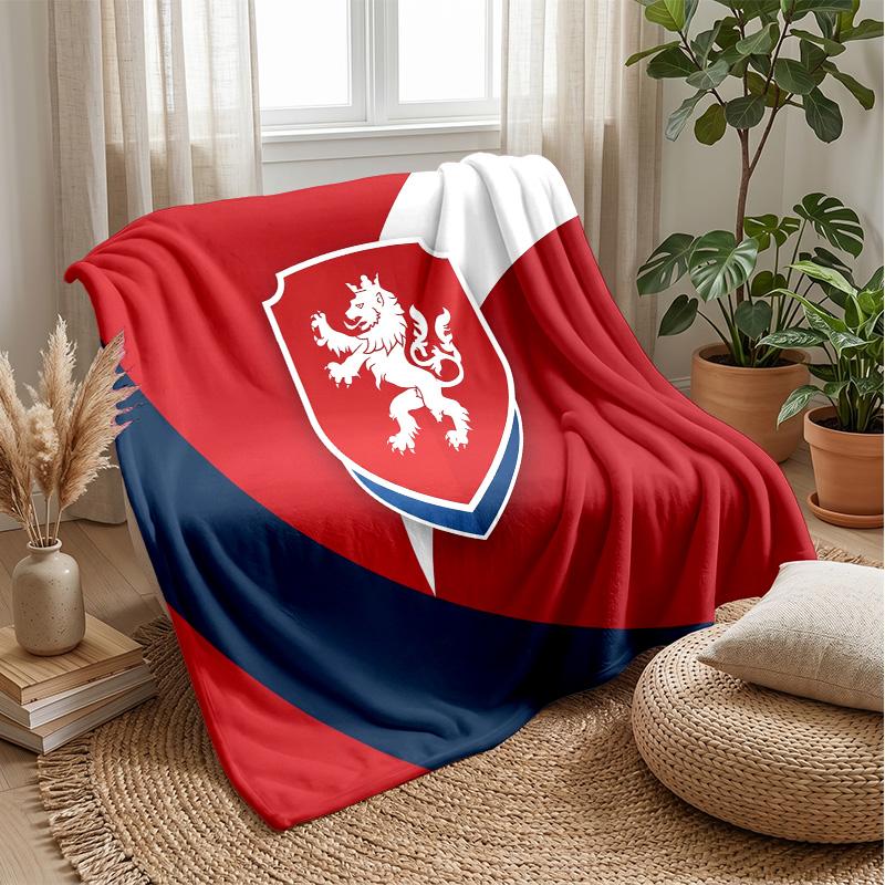 Czech Republi Football Printed Flannel Blanket Skin Friendly Warm Decorative Throw for Indoor Couch Bed Daily Use