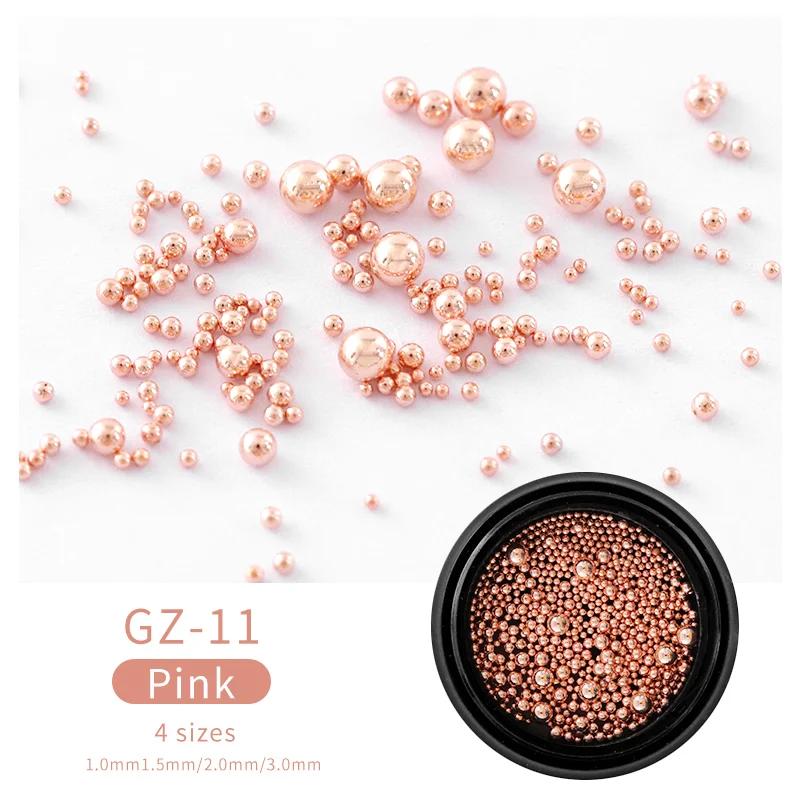 1 Box Mini Small Stainless Steel Caviar Beads Nail Art Decorations Silver Rose Gold Micro Ball Charm Gel Polish Tips