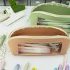 Leather Pencil Case Large Compartment Pencil Bag Water Resistant Clear Pen Pouches Pen Organizers Bag for Student Adult