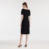GOELIA Asymmetric Collar Pleated Little Black Dress