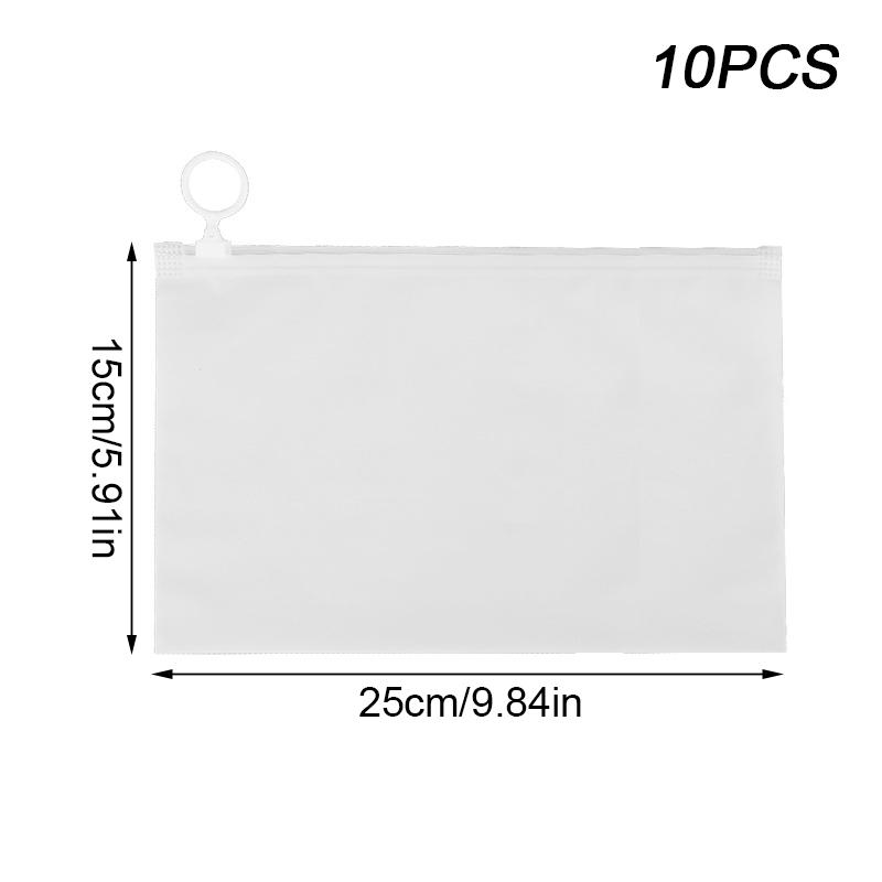 10PC/Bags Clear Zippered Storage Bags Stationery Reusable Bags Durable Storage Solution For Bathroom Socks Plastic Jewelry 3 Sizes