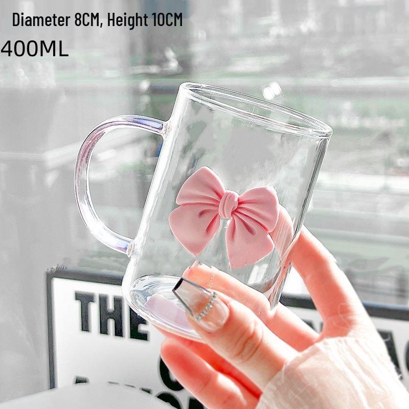 Кружка стеклянная с розовым бантом в стиле принцессы - Впитывающая воду, DIY дизайн с гусеницей