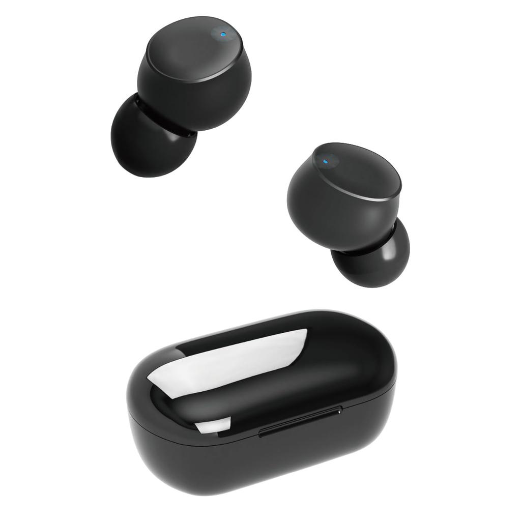 Kashimura [Ultra-Lightweight & Bean-Shaped] True Wireless Earbuds with AAC, IPX4 Waterproof, and Type-C Charging Case, Black, BL-141