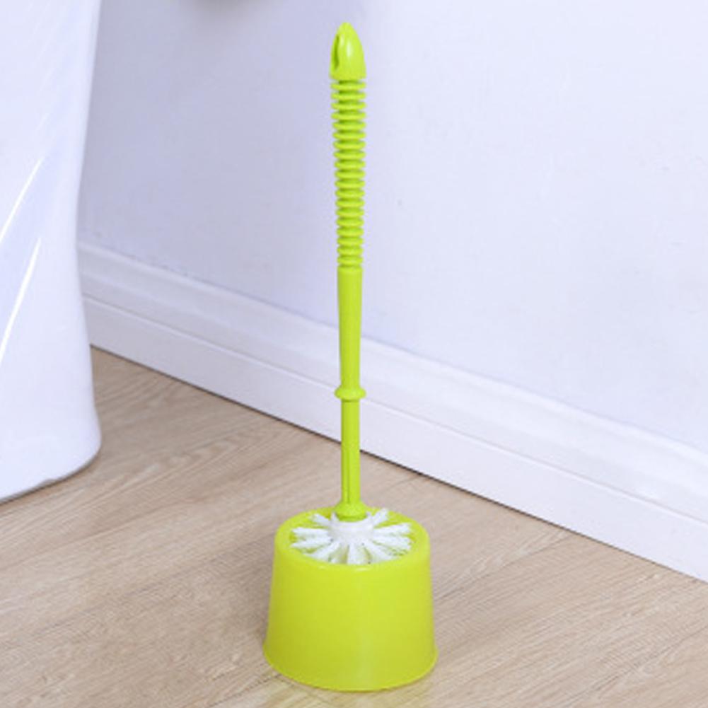 Long-handled Sanitary Brush Cleaning Curved Corner Toilet Brush with Base