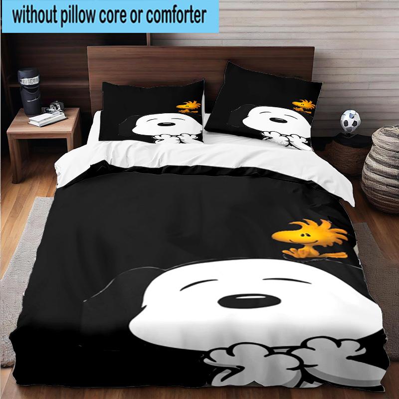 3PCS Snoo-dog Heart Background 3pcs Bedding,Including 3PCS Duvet Cover And 2pcs Pillowcases Perfect for Christmas,Ideal for Bedroom, Dormitory