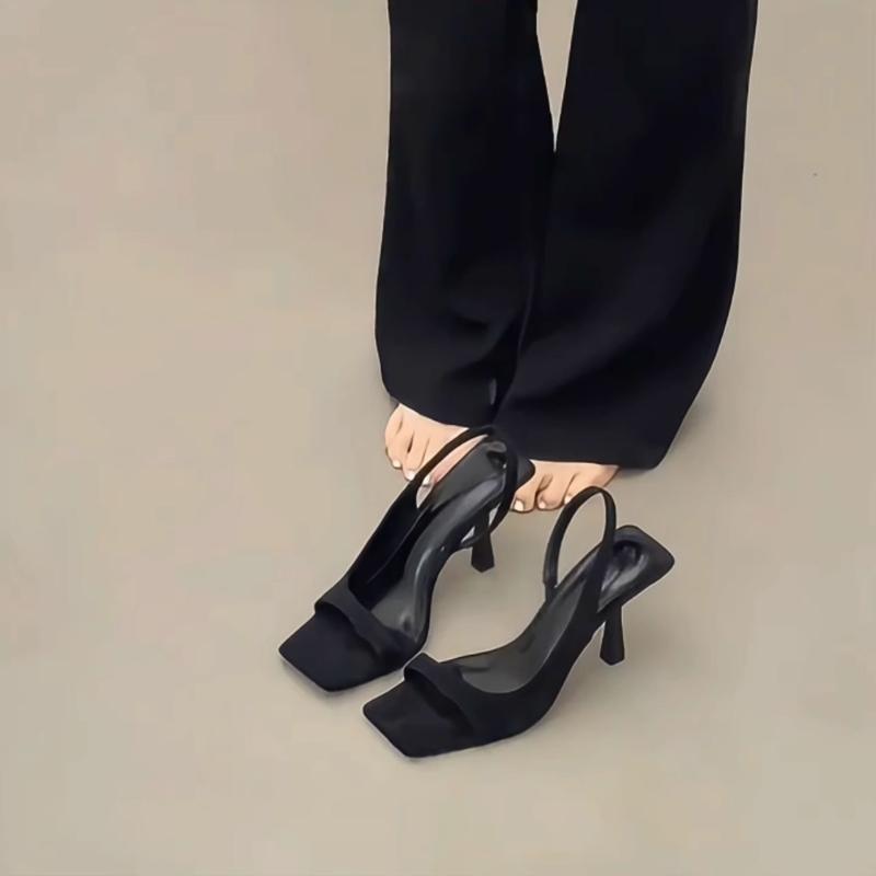 Модные сандалии на высоком каблуке во французском стиле для женщин, черные сандалии-стилеты с ремешком на щиколотке