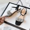 Fashion 2024 Summer New Women's Sandals Outdoor Casual High Heels Fashion Rhinestone Design Korean Style Banquet Wear Large Size 41-43