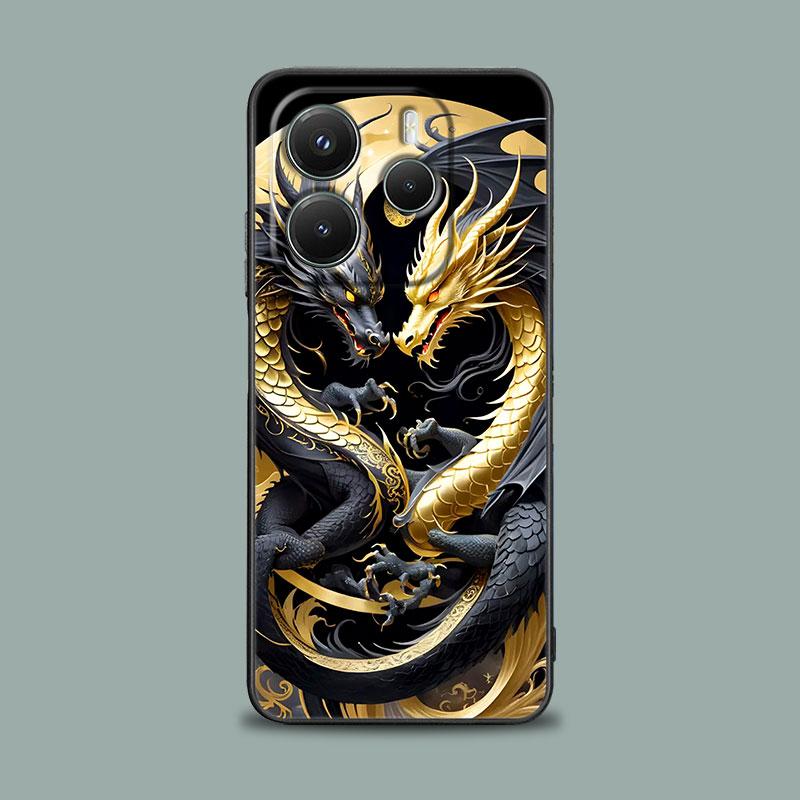 Чехол для телефона для Xiaomi Redmi 15C 14C 12C 13C Redmi Note 15 14 13 12 11 10 Pro Plus 5G 12S Силиконовый чехол Милый Черно-белый Дракон