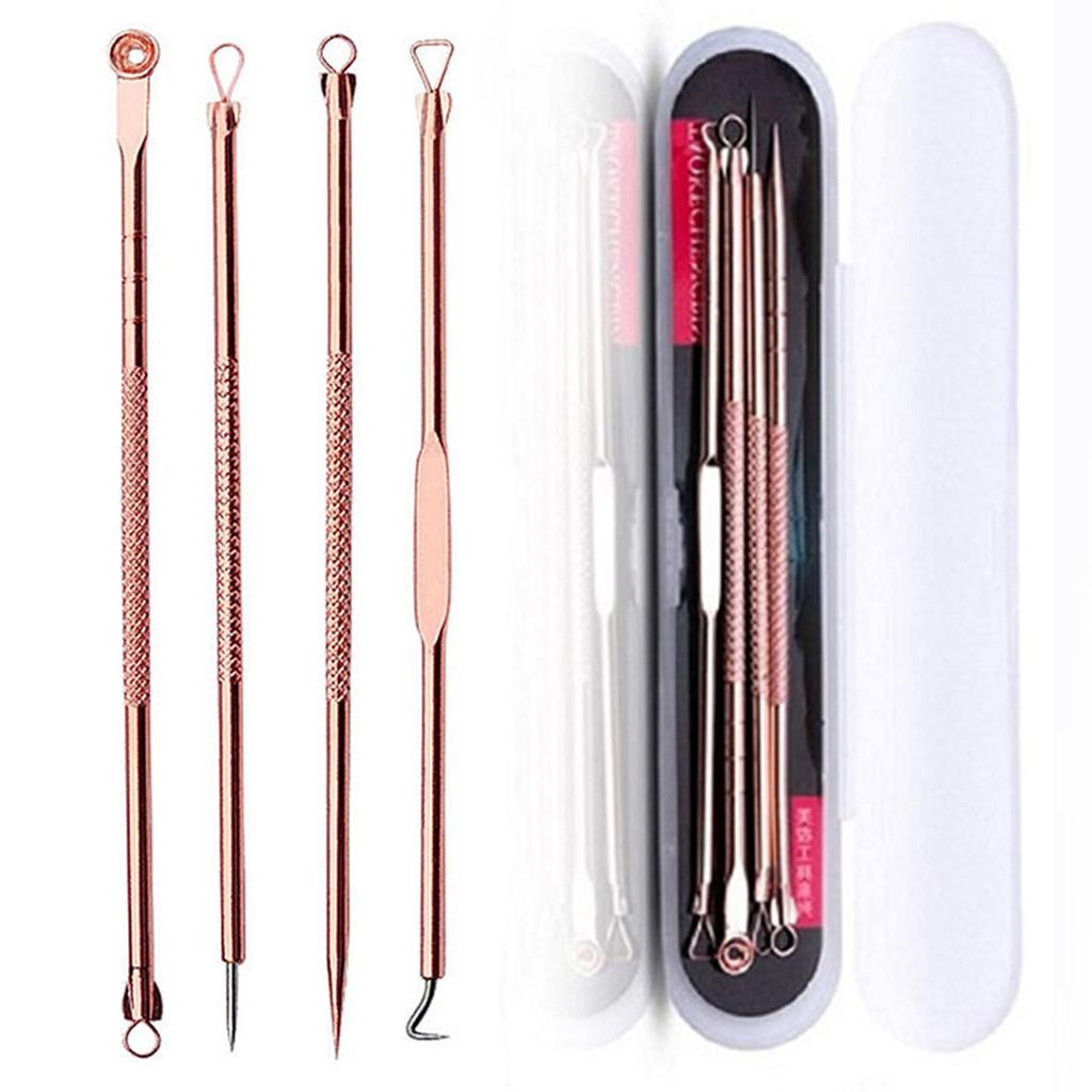 4 шт./компл. иглы для удаления угрей, набор инструментов, зажим для прыщей, средство для выдавливания прыщей, прыщей, черный