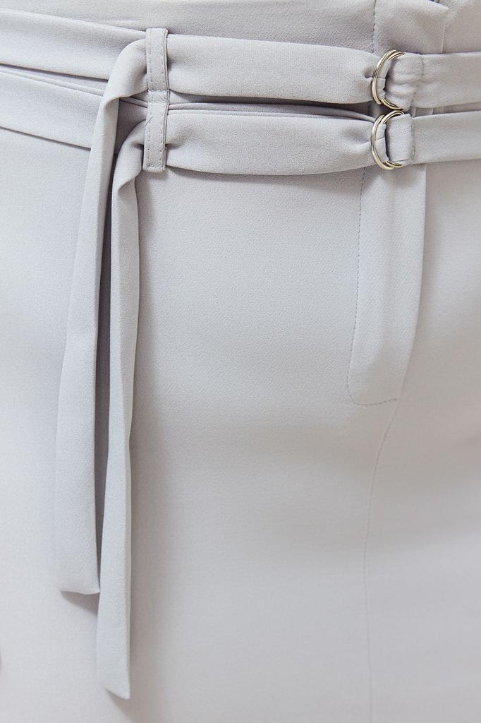 Women's Fashion New Plus Big Size Skirt Black High Waist Double Belt Detailed Woven Skirt