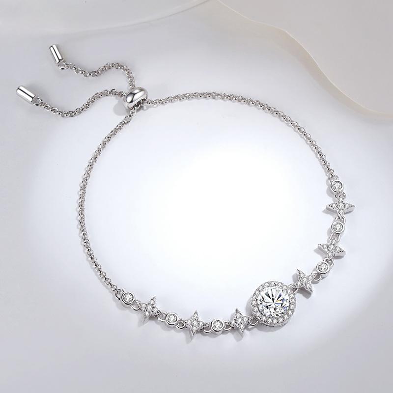 Браслет из стерлингового серебра 925 пробы для женщин, корейская мода, 1 карат, муассанит, браслет с метеоритным пузырем, анти-настоящие бриллианты, ручные ювелирные изделия