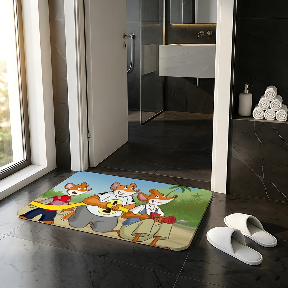 ANIME G-Geronimo Stilton Floor Mat Absorbent Floor Mat Non-Slip Entrance Rug for Bathrooms Restrooms and Toilets