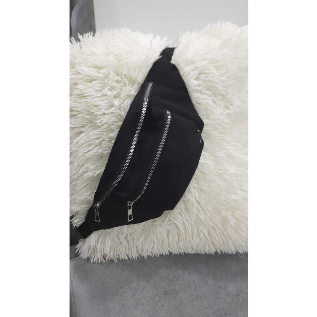 Черная сумка через плечо и пояс унисекс с двумя отделениями и перекрестными ремнями