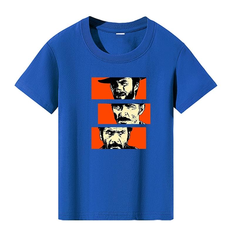 The Good the Bad and Ugly Print Teenage T-shirt Boys Casual Punk Wild Round Neck Short Sleeve Teenage Children Colorful Tops Tee