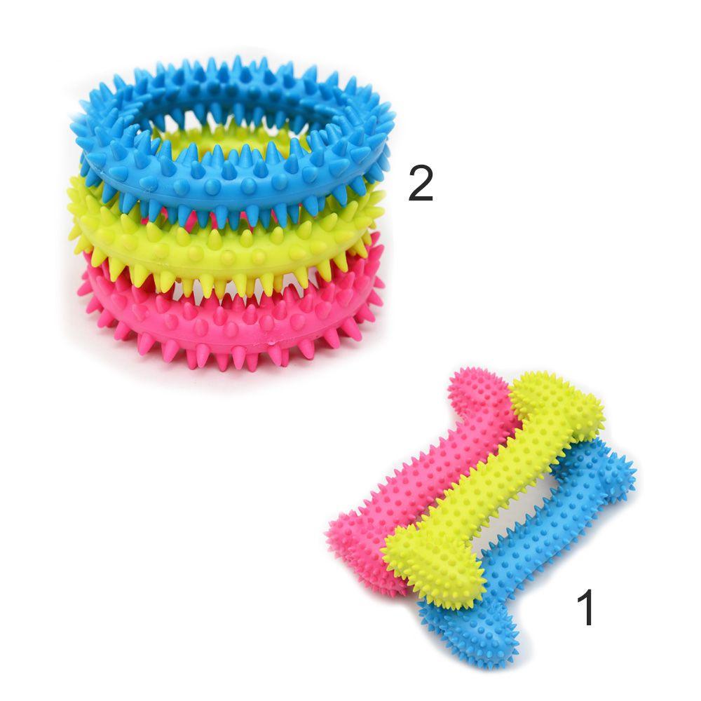 Interesting Molar Training Chew Rubber Thorn Bone Dog Toys chewing bite Teething Toy Puppy molar