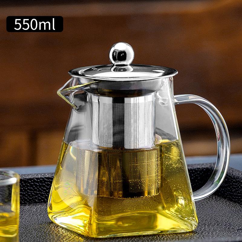Чайник Kungfu Tea Pu 'er Чайный сервиз Чайная церемония Удобный офисный квадратный стеклянный цветочный чайник
