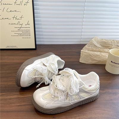 Женские летние балетки кружевные дышащие белые туфли универсальные повседневные кеды