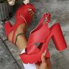 Fashion New Women Roman High Heel Sandals Summer Waterproof Platform Thick Heel Sandals Thick Sole Two-Wear Shoes Women Comfortable