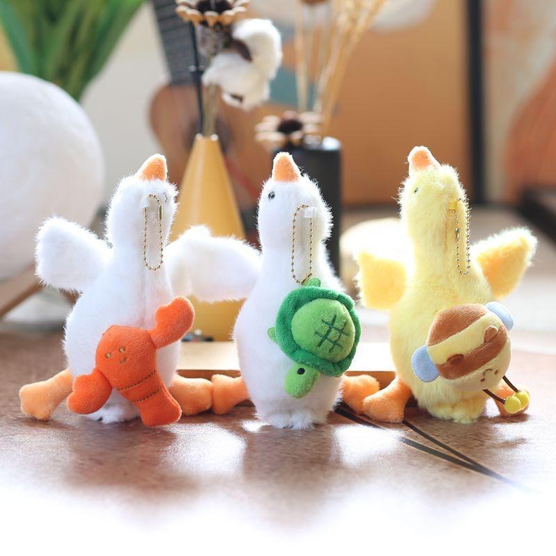 Брелок Гусь Плюшевый Наполнитель из ПП Хлопка Декор для Рюкзака Мягкий с Вынимающимися Животными