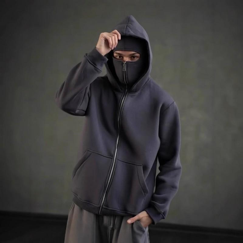 Oversized Zip-Up Hooded Sweatshirt Men Women Plus Size Unisex Long Sleeve Fleece Lined Casual Outerwear Winter