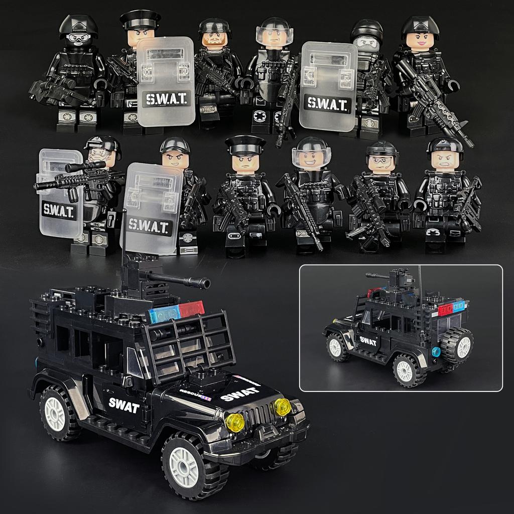 Riot Black SWAT Car Мелкие частицы Строительные блоки Детские строительные блоки Игрушка Рождественский подарок