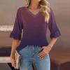 Женский повседневный топ с рукавами 3/4, летняя футболка с v-образным вырезом и пышными рукавами