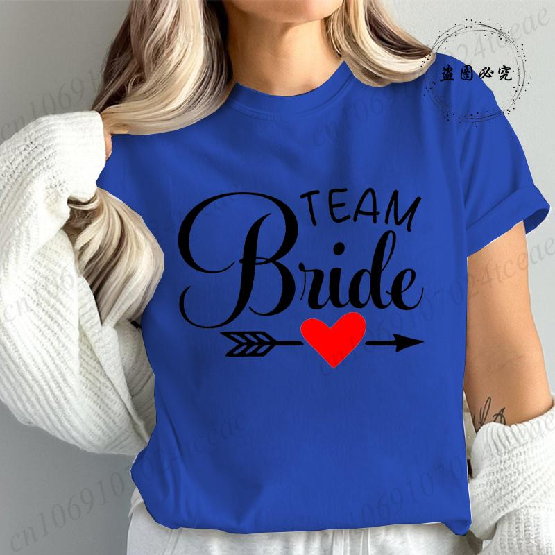 New Fashion Team Bride Tee T-Shirt Womens Vintage Wedding Party T-Shirt Funny Bride T-Shirt Tops Women's Tees Streetwear
